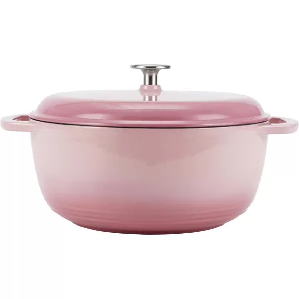 imageAmazon Basics Enameled Cast Iron Round Dutch Oven with Lid and Dual Handles HeavyDuty ampamp Large 73Quart RedPink