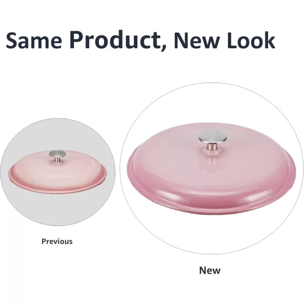 imageAmazon Basics Enameled Cast Iron Round Dutch Oven with Lid and Dual Handles HeavyDuty ampamp Large 73Quart RedPink