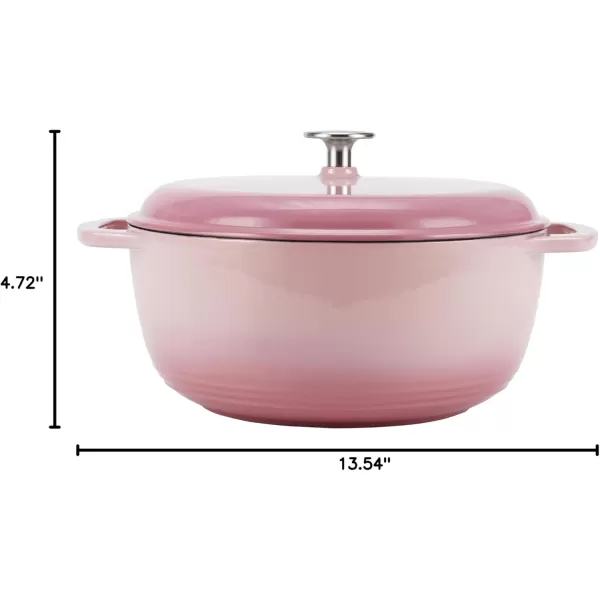 imageAmazon Basics Enameled Cast Iron Round Dutch Oven with Lid and Dual Handles HeavyDuty ampamp Large 73Quart RedPink