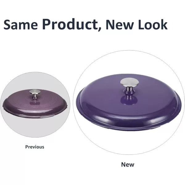 imageAmazon Basics Enameled Cast Iron Round Dutch Oven with Lid and Dual Handles HeavyDuty ampamp Large 73Quart RedPurple