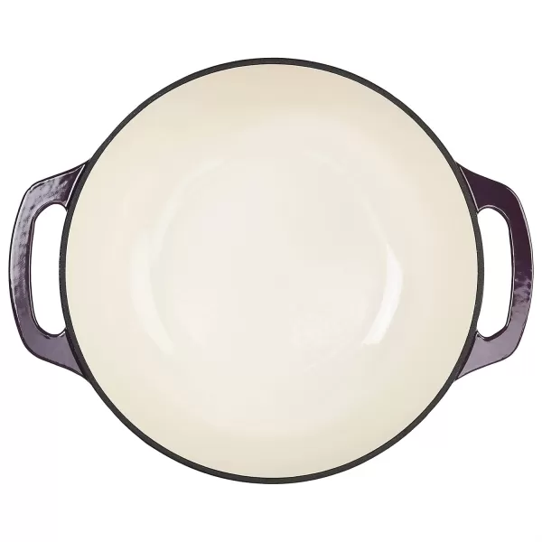imageAmazon Basics Enameled Cast Iron Round Dutch Oven with Lid and Dual Handles HeavyDuty ampamp Large 73Quart RedPurple