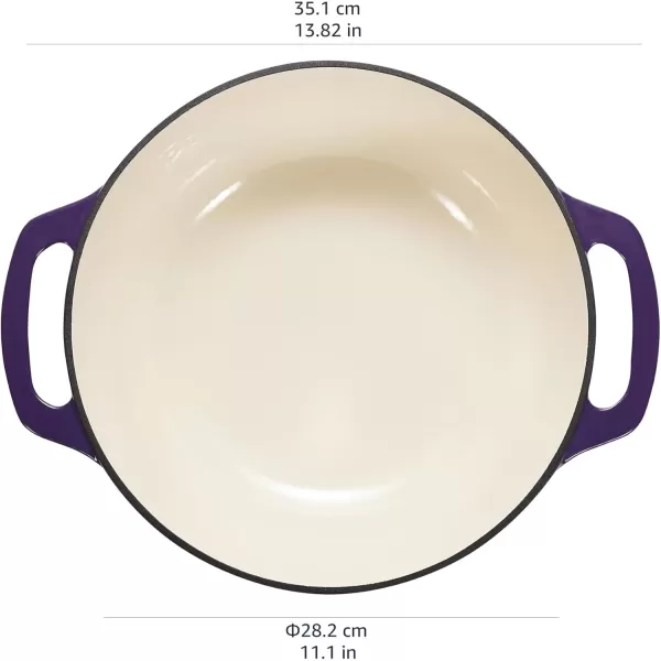 imageAmazon Basics Enameled Cast Iron Round Dutch Oven with Lid and Dual Handles HeavyDuty ampamp Large 73Quart RedPurple