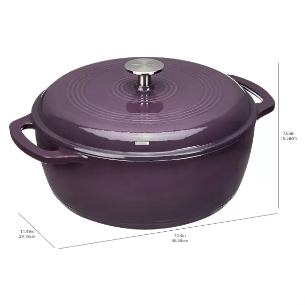 imageAmazon Basics Enameled Cast Iron Round Dutch Oven with Lid and Dual Handles HeavyDuty ampamp Large 73Quart RedPurple