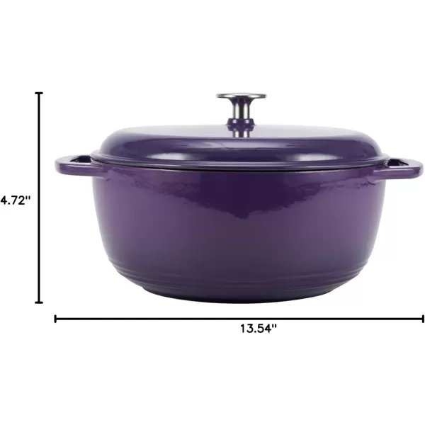imageAmazon Basics Enameled Cast Iron Round Dutch Oven with Lid and Dual Handles HeavyDuty ampamp Large 73Quart RedPurple