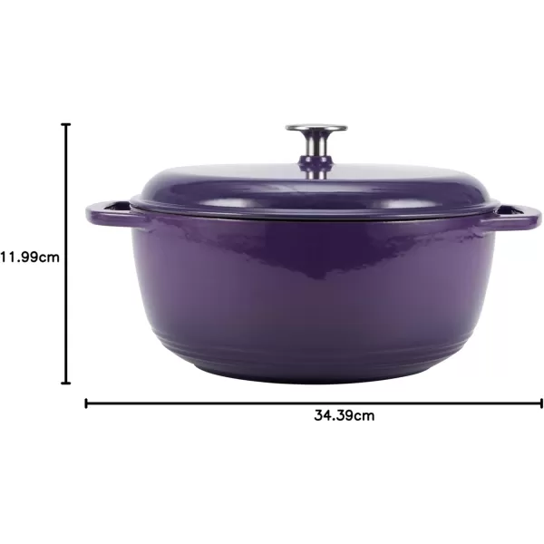 imageAmazon Basics Enameled Cast Iron Round Dutch Oven with Lid and Dual Handles HeavyDuty ampamp Large 73Quart RedPurple
