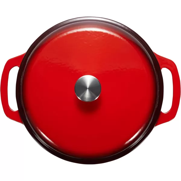 imageAmazon Basics Enameled Cast Iron Round Dutch Oven with Lid and Dual Handles HeavyDuty ampamp Large 73Quart RedRed