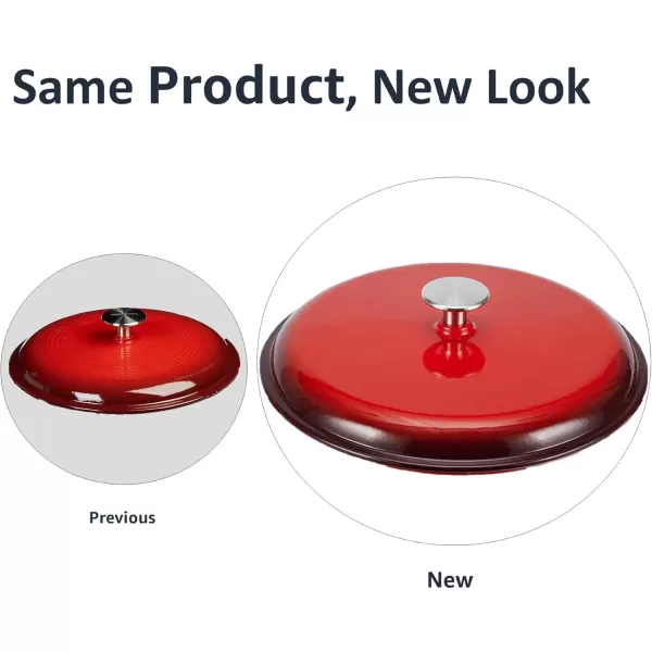 imageAmazon Basics Enameled Cast Iron Round Dutch Oven with Lid and Dual Handles HeavyDuty ampamp Large 73Quart RedRed