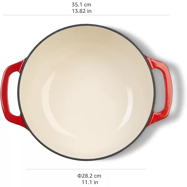 imageAmazon Basics Enameled Cast Iron Round Dutch Oven with Lid and Dual Handles HeavyDuty ampamp Large 73Quart RedRed