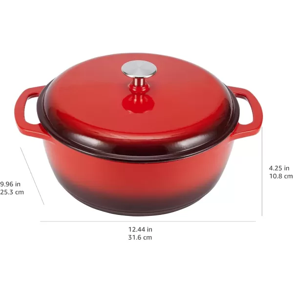 imageAmazon Basics Enameled Cast Iron Round Dutch Oven with Lid and Dual Handles HeavyDuty ampamp Large 73Quart RedRed