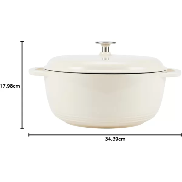 imageAmazon Basics Enameled Cast Iron Round Dutch Oven with Lid and Dual Handles HeavyDuty ampamp Large 73Quart RedWhite