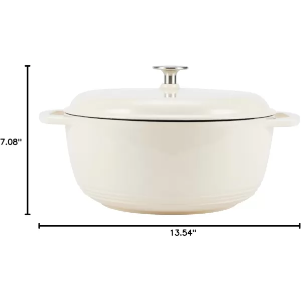 imageAmazon Basics Enameled Cast Iron Round Dutch Oven with Lid and Dual Handles HeavyDuty ampamp Large 73Quart RedWhite