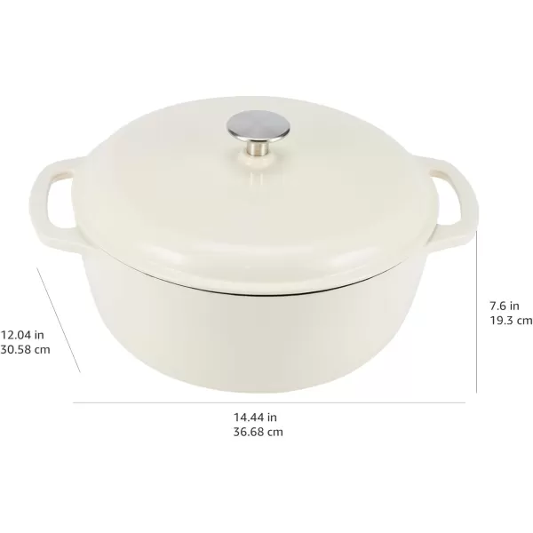 imageAmazon Basics Enameled Cast Iron Round Dutch Oven with Lid and Dual Handles HeavyDuty ampamp Large 73Quart RedWhite