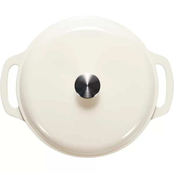 imageAmazon Basics Enameled Cast Iron Round Dutch Oven with Lid and Dual Handles HeavyDuty ampamp Large 73Quart RedWhite