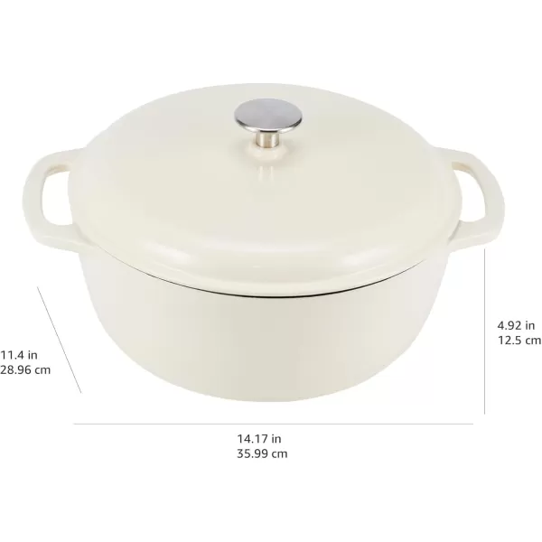 imageAmazon Basics Enameled Cast Iron Round Dutch Oven with Lid and Dual Handles HeavyDuty ampamp Large 73Quart RedWhite