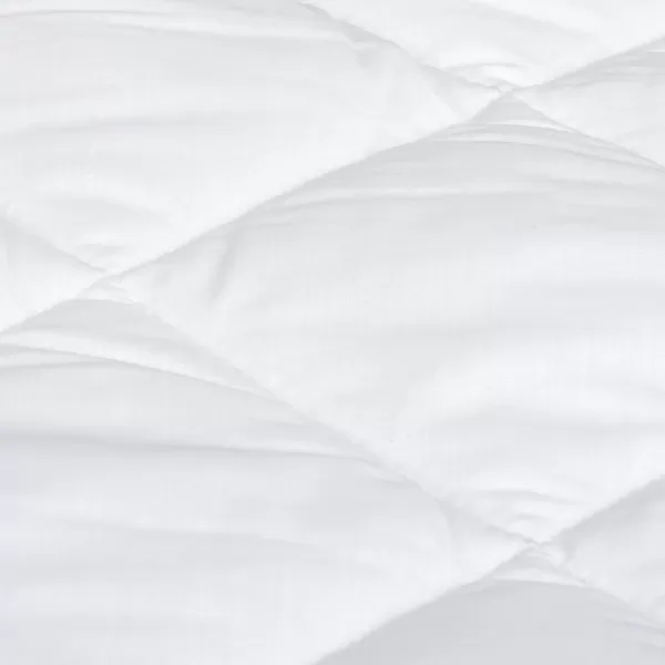imageAmazon Basics Hypoallergenic Quilted Plush and Breathable Mattress Topper Pad 18 Inches Deep Queen WhiteFull