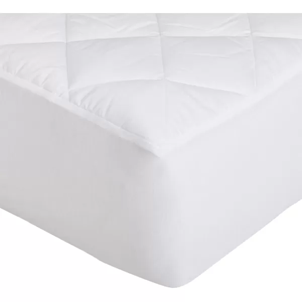 imageAmazon Basics Hypoallergenic Quilted Plush and Breathable Mattress Topper Pad 18 Inches Deep Queen WhiteQueen