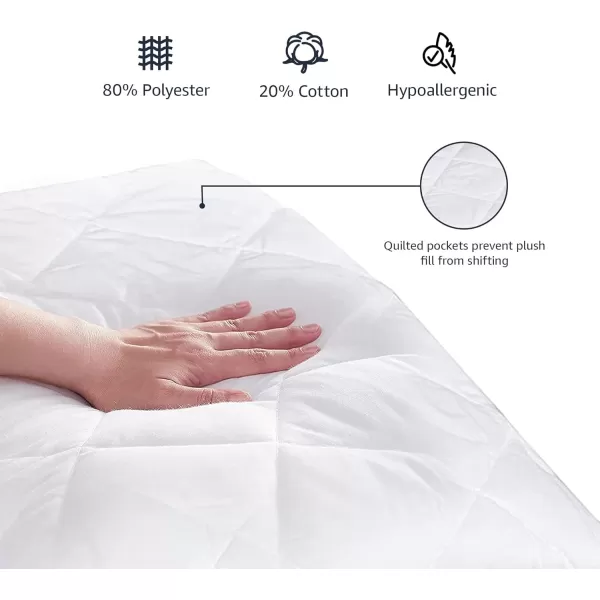 imageAmazon Basics Hypoallergenic Quilted Plush and Breathable Mattress Topper Pad 18 Inches Deep Queen WhiteTwin XL