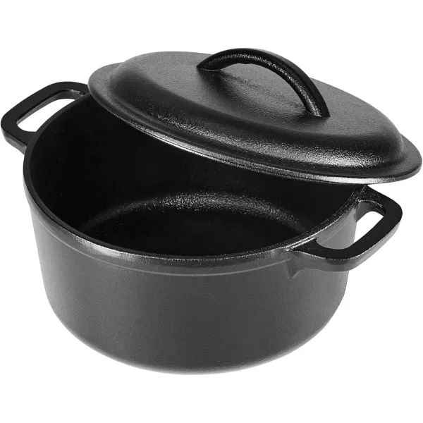 imageAmazon Basics Round PreSeasoned Cast Iron Mini Dutch Oven Pot with Lid and Dual Handles 2Quart Black2Quart