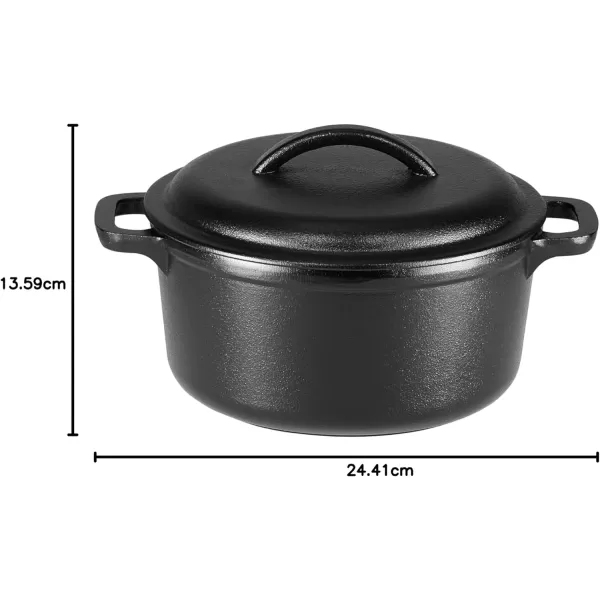 imageAmazon Basics Round PreSeasoned Cast Iron Mini Dutch Oven Pot with Lid and Dual Handles 2Quart Black2Quart