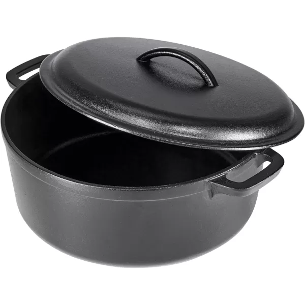 imageAmazon Basics Round PreSeasoned Cast Iron Mini Dutch Oven Pot with Lid and Dual Handles 2Quart Black7Quart