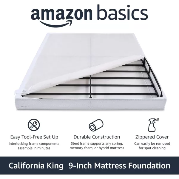 imageAmazon Basics Smart Box Spring Supportive Bed Base Extra Firm Memory Foam Mattress Foundation ToolFree Easy Assembly King White 79 x 755 x 7 inchesCalifornia King