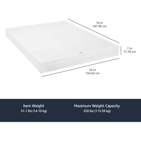 imageAmazon Basics Smart Box Spring Supportive Bed Base Extra Firm Memory Foam Mattress Foundation ToolFree Easy Assembly King White 79 x 755 x 7 inchesFull