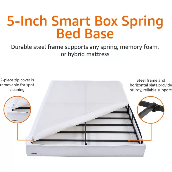imageAmazon Basics Smart Box Spring Supportive Bed Base Extra Firm Memory Foam Mattress Foundation ToolFree Easy Assembly King White 79 x 755 x 7 inchesFull