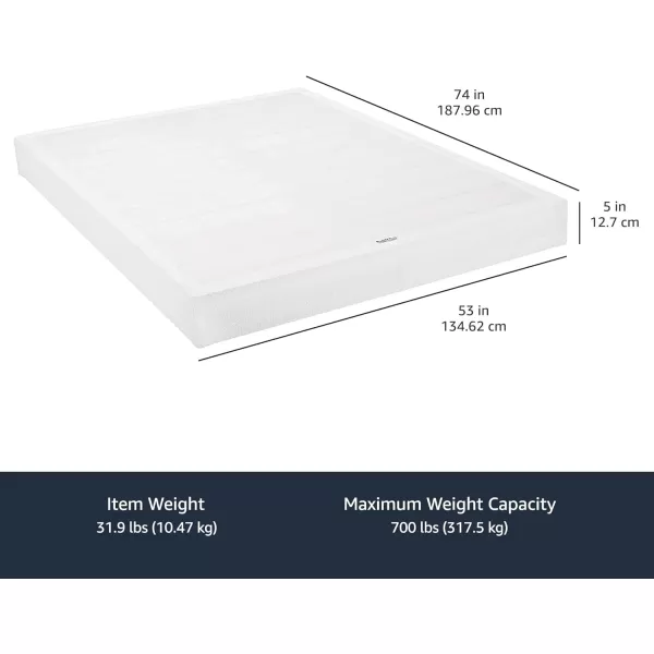 imageAmazon Basics Smart Box Spring Supportive Bed Base Extra Firm Memory Foam Mattress Foundation ToolFree Easy Assembly King White 79 x 755 x 7 inchesFull