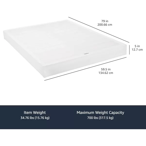 imageAmazon Basics Smart Box Spring Supportive Bed Base Extra Firm Memory Foam Mattress Foundation ToolFree Easy Assembly King White 79 x 755 x 7 inchesQueen