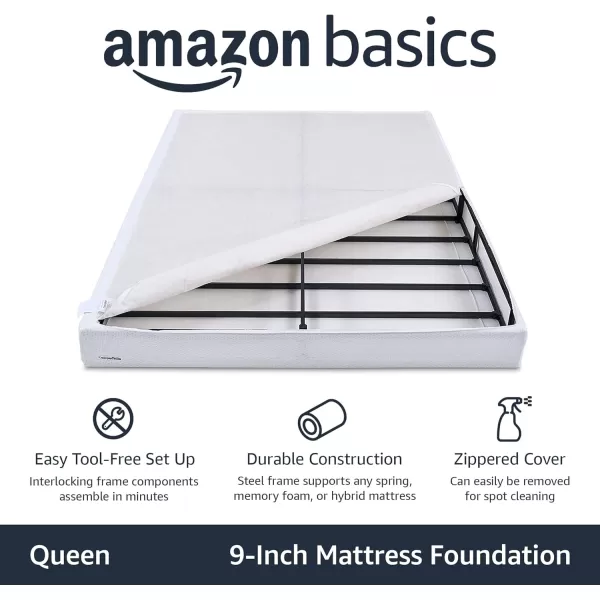 imageAmazon Basics Smart Box Spring Supportive Bed Base Extra Firm Memory Foam Mattress Foundation ToolFree Easy Assembly King White 79 x 755 x 7 inchesQueen