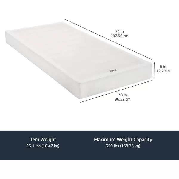 imageAmazon Basics Smart Box Spring Supportive Bed Base Extra Firm Memory Foam Mattress Foundation ToolFree Easy Assembly King White 79 x 755 x 7 inchesTwin