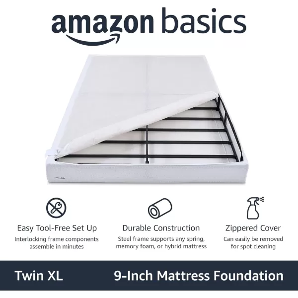 imageAmazon Basics Smart Box Spring Supportive Bed Base Extra Firm Memory Foam Mattress Foundation ToolFree Easy Assembly King White 79 x 755 x 7 inchesTwin XL