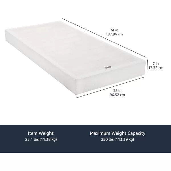 imageAmazon Basics Smart Box Spring Supportive Bed Base Extra Firm Memory Foam Mattress Foundation ToolFree Easy Assembly King White 79 x 755 x 7 inchesTwin