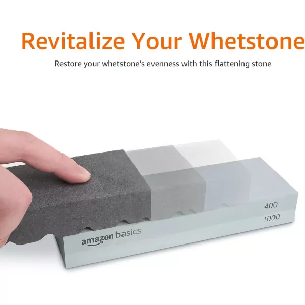 imageAmazon Basics Whetstone Knife Sharpening Wet Stone Dual Sided 4001000 and 30008000 Grit Stones Flattening Stone and NonSlip Bamboo Base 3 Count Pack of 1 Black ampamp Grey3piece set