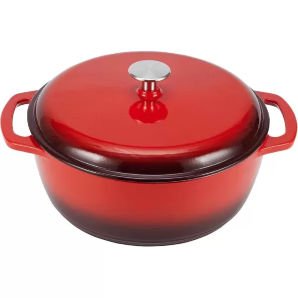 imageAmazon Basics Enameled Cast Iron Round Dutch Oven with Lid and Dual Handles HeavyDuty ampamp Large 73Quart RedRed