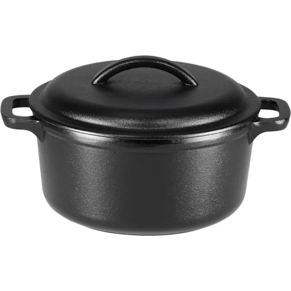 imageAmazon Basics Round PreSeasoned Cast Iron Mini Dutch Oven Pot with Lid and Dual Handles 2Quart Black2Quart