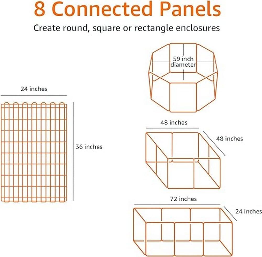 imageAmazon Basics Foldable Octagonal Metal Exercise Pet Playpen for Dogs Portable Fence Pen Single Door 60 x 60 x 36 Inches Medium  36quotH Metal BlackWith door