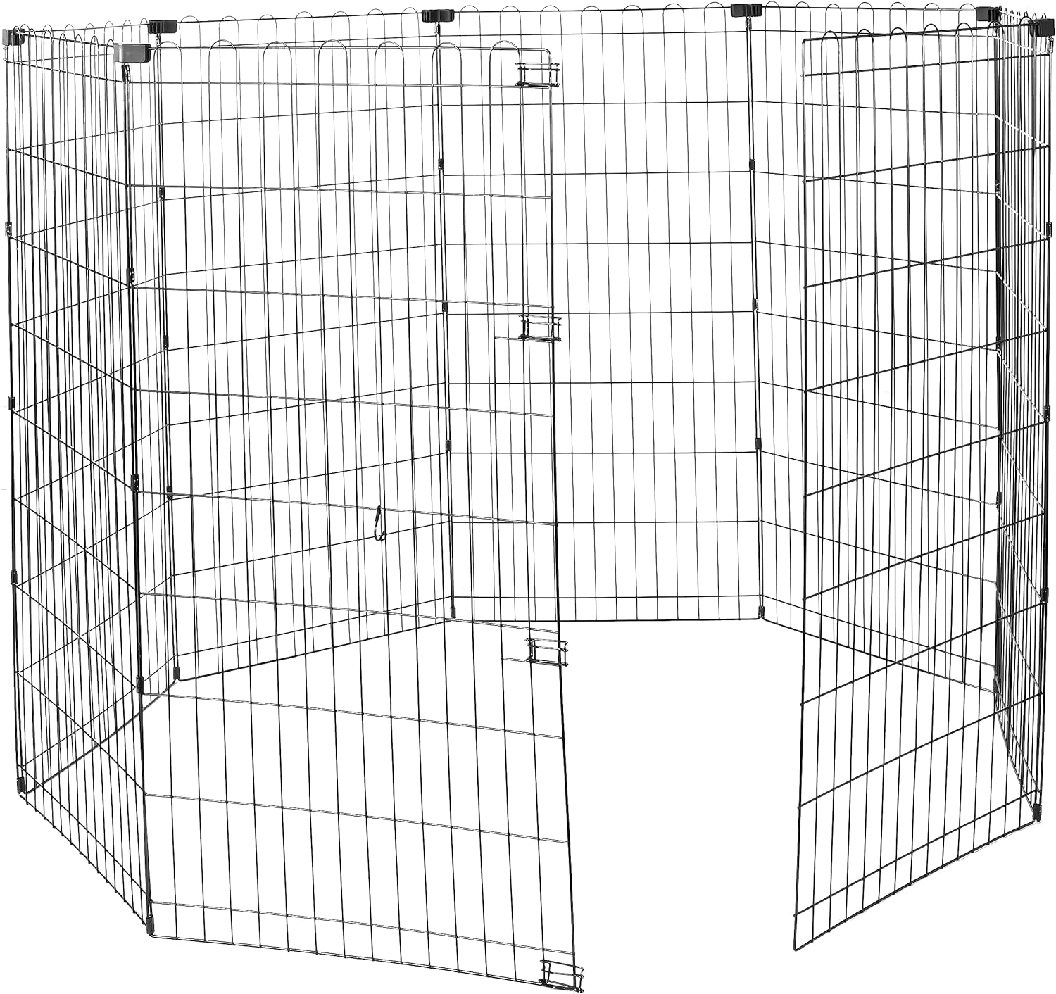imageAmazon Basics Foldable Octagonal Metal Exercise Pet Playpen for Dogs Portable Fence Pen Single Door 60 x 60 x 36 Inches Medium  36quotH Metal BlackWithout door