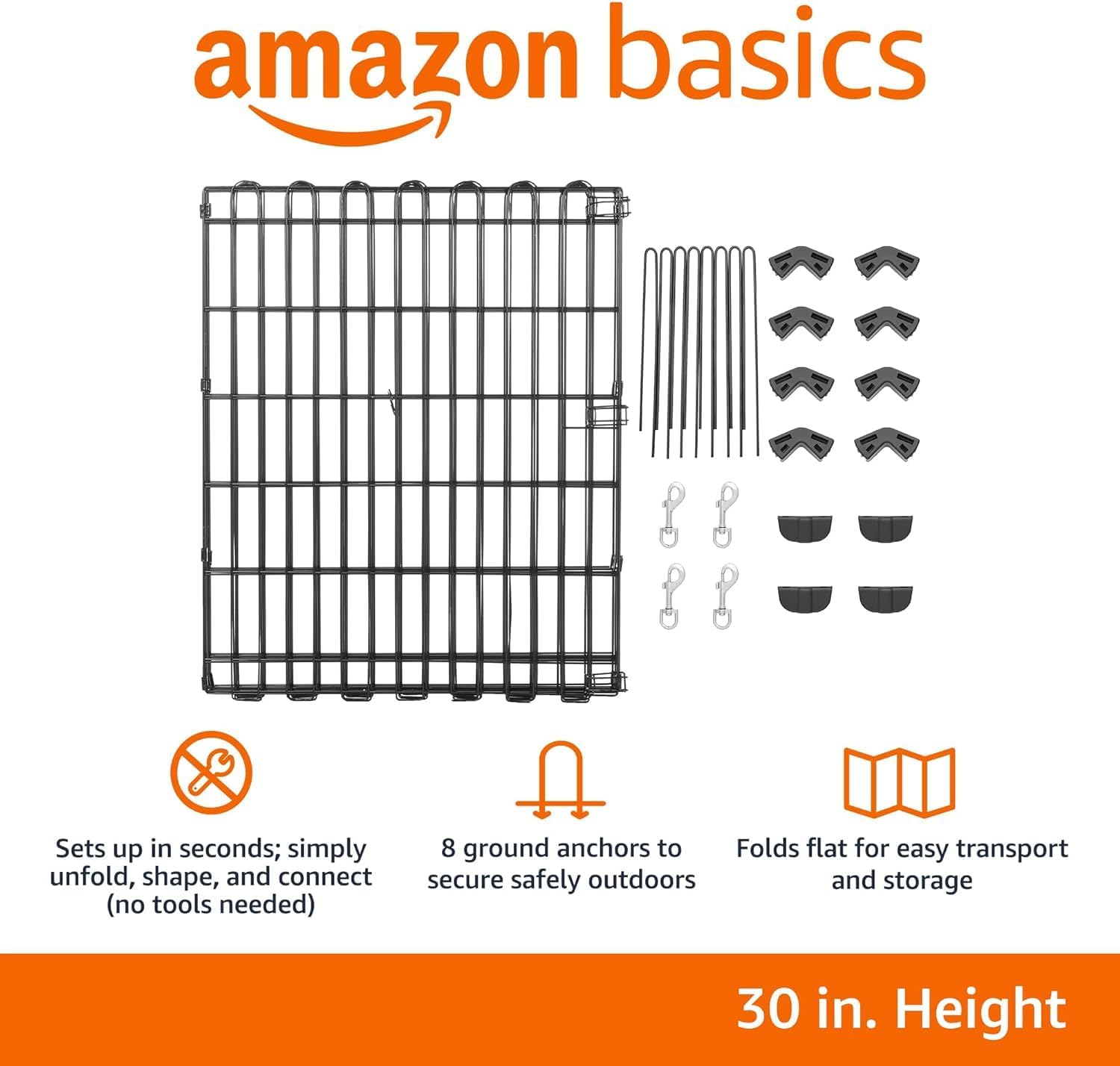 imageAmazon Basics Foldable Octagonal Metal Exercise Pet Playpen for Dogs Portable Fence Pen Single Door 60 x 60 x 36 Inches Medium  36quotH Metal BlackWithout door