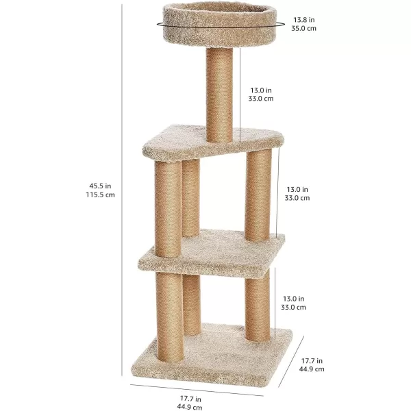 imageAmazon Basics  Cat Tree Indoor Climbing Activity Tower with Scratching Posts multilevel Large 177quot x 459quot BeigeLarge