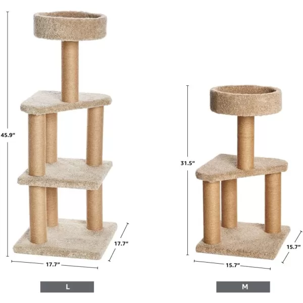 imageAmazon Basics  Cat Tree Indoor Climbing Activity Tower with Scratching Posts multilevel Large 177quot x 459quot BeigeLarge