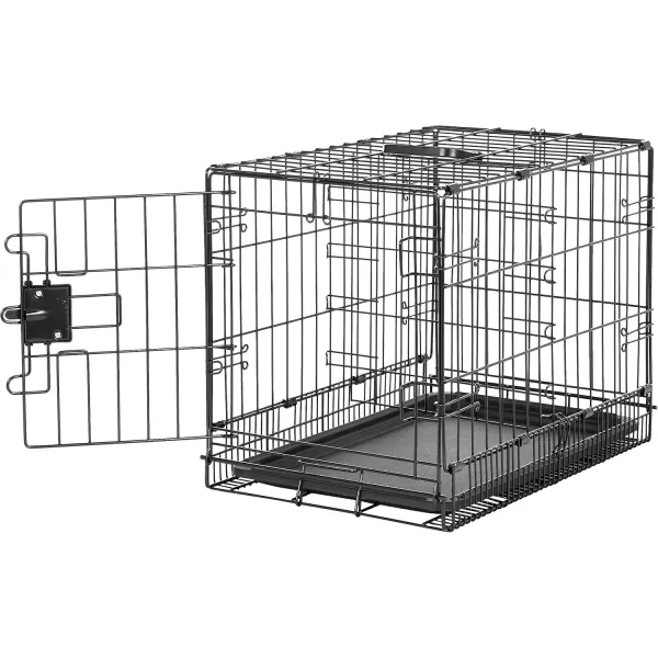 imageAmazon Basics  DurableFoldable Metal Wire Dog Crate with Tray Double Door Divider 24 x 18 x 20 Inches Black220L x 130W x 160H