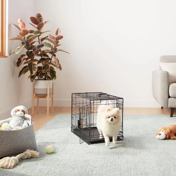 imageAmazon Basics  DurableFoldable Metal Wire Dog Crate with Tray Double Door Divider 24 x 18 x 20 Inches Black220L x 130W x 160H