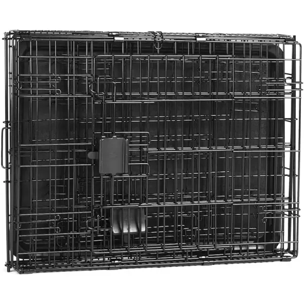 imageAmazon Basics  DurableFoldable Metal Wire Dog Crate with Tray Double Door Divider 24 x 18 x 20 Inches Black240L x 180W x 200H