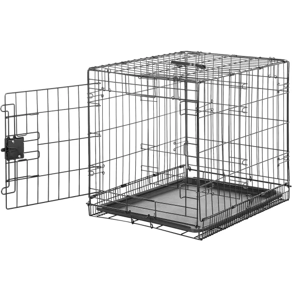 imageAmazon Basics  DurableFoldable Metal Wire Dog Crate with Tray Double Door Divider 24 x 18 x 20 Inches Black240L x 180W x 200H