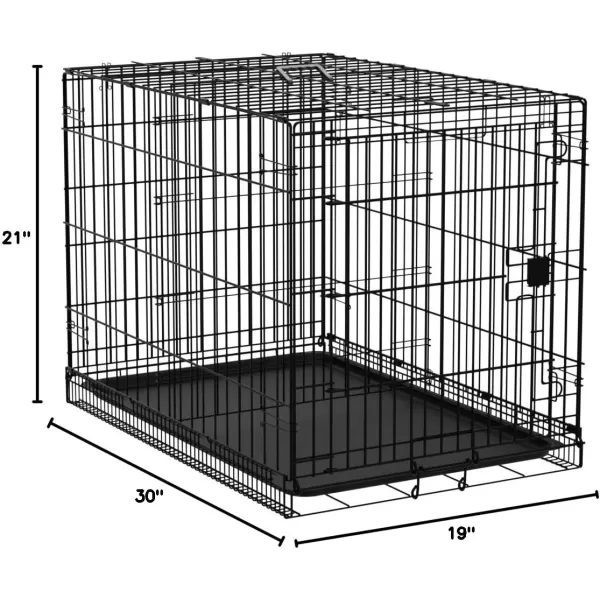 imageAmazon Basics  DurableFoldable Metal Wire Dog Crate with Tray Double Door Divider 24 x 18 x 20 Inches Black300L x 190W x 210H