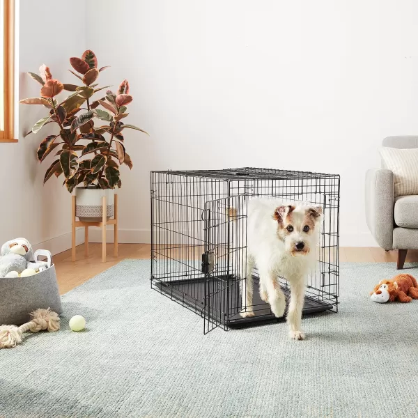 imageAmazon Basics  DurableFoldable Metal Wire Dog Crate with Tray Double Door Divider 24 x 18 x 20 Inches Black360L x 230W x 250H