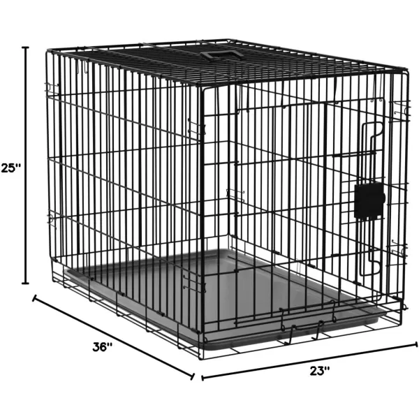 imageAmazon Basics  DurableFoldable Metal Wire Dog Crate with Tray Double Door Divider 24 x 18 x 20 Inches Black360L x 230W x 250H