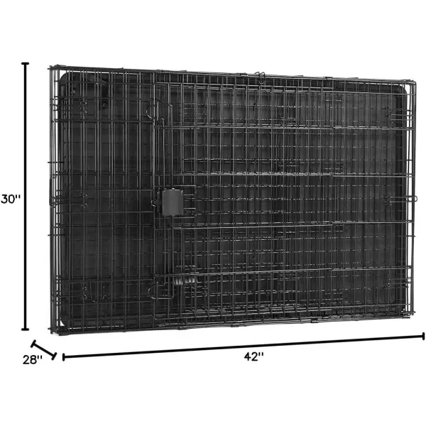 imageAmazon Basics  DurableFoldable Metal Wire Dog Crate with Tray Double Door Divider 24 x 18 x 20 Inches Black420L x 280W x 300H