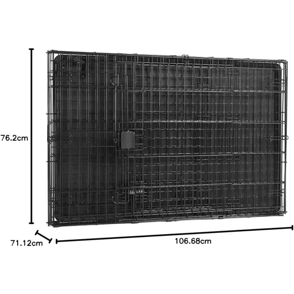 imageAmazon Basics  DurableFoldable Metal Wire Dog Crate with Tray Double Door Divider 24 x 18 x 20 Inches Black420L x 280W x 300H